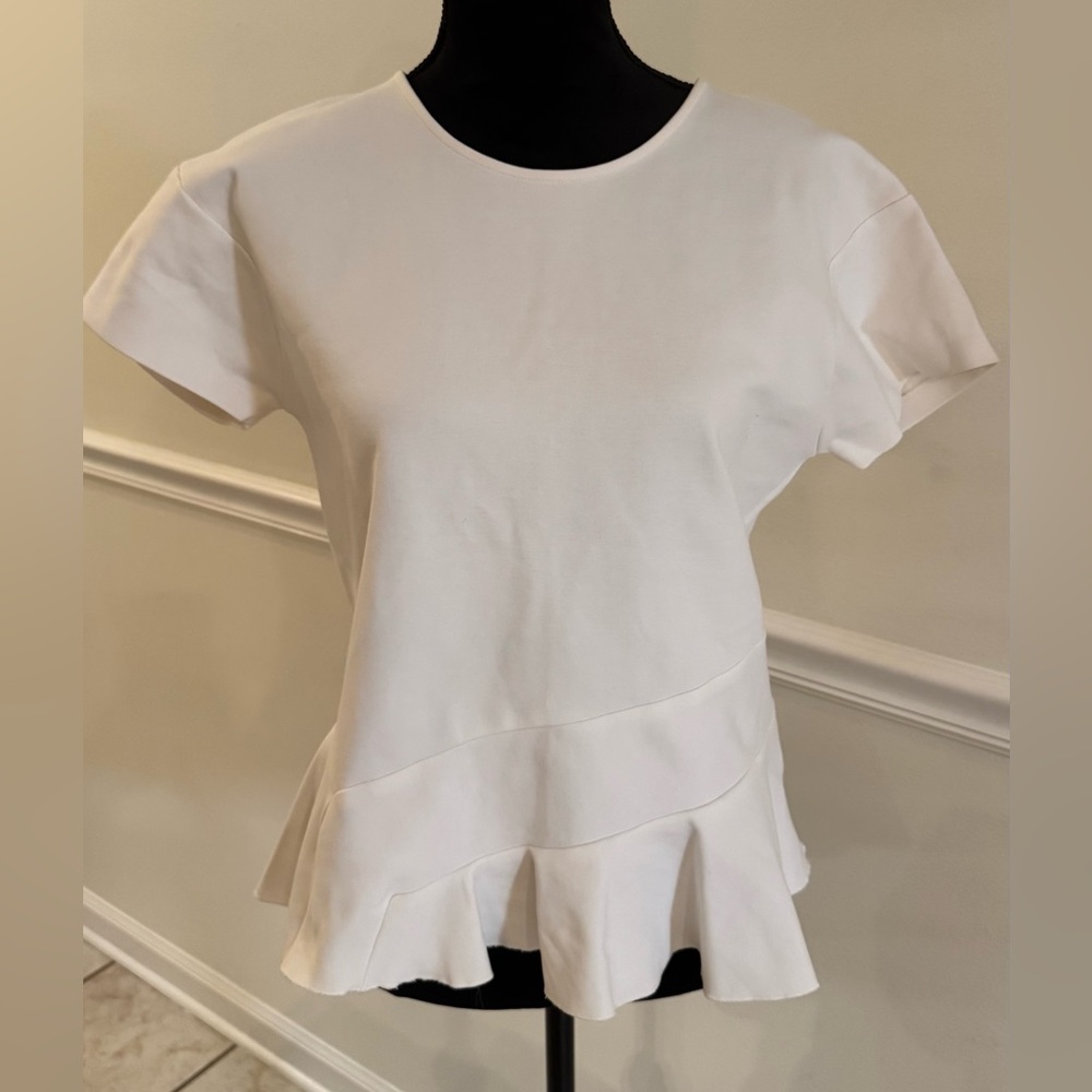 J. Crew White Short Sleeve Peplum Top